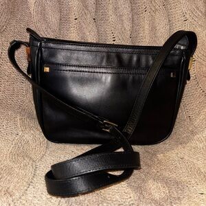 Cole Haan Black Leather Shoulder Crossbody Hobo Bag Gold Hardware Vintage